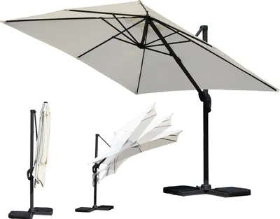 Produktbild von Clanmacy Sonnenschirm Ampelschirm Ø3m drehbar,neigbar,360° Rotation,Marktschirm,Beige