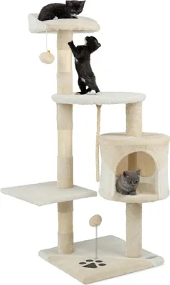 Produktbild von Lionto Katzenbaum Kletterbaum BeigeWeiß Kratzbaum 112cm Groß