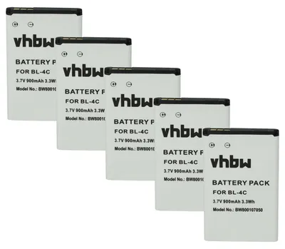 Produktbild von vhbw 5x Akku kompatibel mit BLU Zoey II Handy Smartphone Telefon (900 mAh, 3,7 V, Li-Ion)