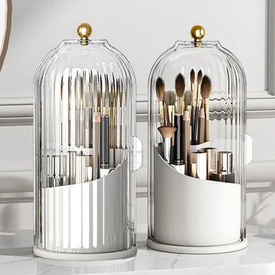 Image de Porte-pinceaux de maquillage pivotant à 360°, en tissu