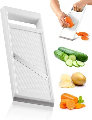 Produktbild von Famanu Mandoline Gemüseschneider mit verstellbarem Edelstahlmesser - Weiß