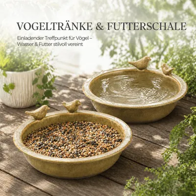 Produktbild von 2 x Vogeltränke Vogel Bad Tränke Futterstelle Futterschale Garten Terrasse Sand