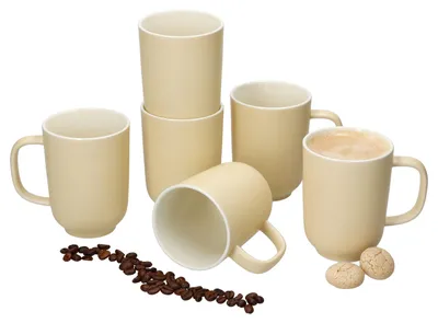 Zdjęcie produktu dla Ritzenhoff 6x Jasper kubki do kawy 250ml H10,4cm Filiżanki do herbaty waniliowe 6 osób