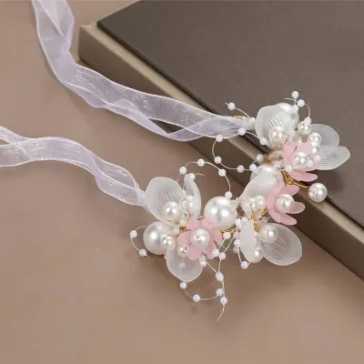Produktbild von Blumen-Haarband für Damen, verstellbar, Kunstperlen, rutschfest, Prinzessinnen-Stil, Fee, Mädchen, Blumen, Kinder, Kranz, Foto-Requisite, Braut-Hochzeits-Stirnband, Blumenkrone, Haar-Accessoires, Rosa