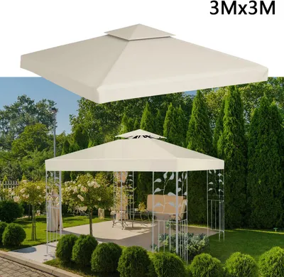 Image de TolleTour Toit de remplacement Accessoires pour pavillons & tentes de réception imperméables pour pergola 3x3M Bâche de toit Toit de pavillon de remplacement