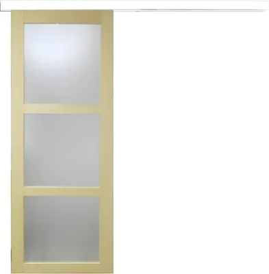 Immagine prodotto di Porta scorrevole in legno Ayous con vetro H204 x L83 cm, binario in alluminio con pannello bianco Gd Menuiseries