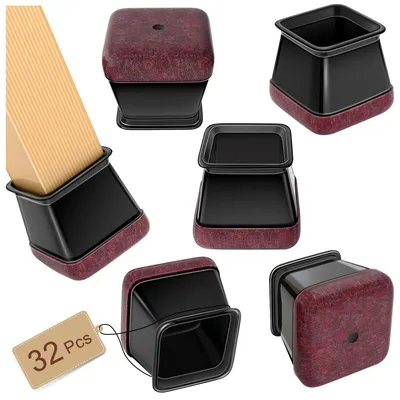 Produktbild von Stuhlbeinkappen Stuhlgleiter Möbelschoner - 32 Stück - Eckig - Schwarz - Für 27-36 mm