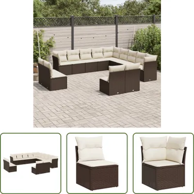 Produktbild von The Living Store 13-tlg. Garten-Sofagarnitur mit Kissen Braun Poly Rattan