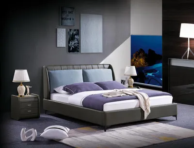 Produktbild von Doppelbett Schlafzimmer Betten Luxus Taupe Doppel Bett Hotel Einrichtung Schlamm