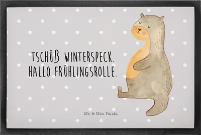 Produktbild von Mr. & Mrs. Panda fußmatte Otter Bauch 50 x 75 cm - Grau Pastell - Geschenk, Eingangsteppich, Seeotter See, Schmutzmatte, Sportmuffel, Winterspeck, Gummimatte