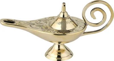 Produktbild von Orientalische Aladdin Wunderlampe Öllampe Jini 19cm gross Gold | Arabische Genie Lampe aus Messing massiv | Indische Deko Aladin Genielampe als Hochzeit Tischdeko oder Fensterdeko im Kinderzimmer