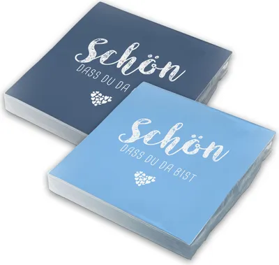 Produktbild von itenga 40x Serviette Schön dass du da bist (20x hellblau - 20x dunkelblau)