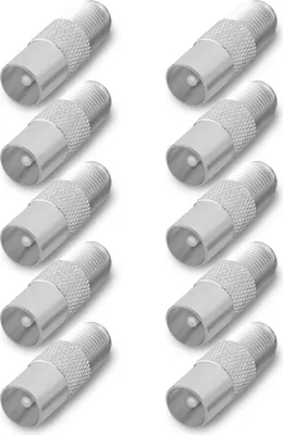 Produktbild von ARLI 10x TV Adapter IEC 9,5 mm – Koax Adapter von F-Kupplung auf Antennenstecker für DVB-T2 DVB-C SAT TV
