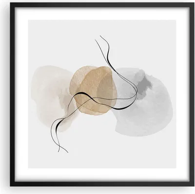 Produktbild von Gerahmtes Poster - Schwarzer Rahmen - Abstrakt minimalistisch Aquarell - 50x50 cm - Wand Bild - Wanddeko - Wandbilder - Kunstposter - Wandposter - Bilderrahmen - Bilder - Kunstdruck - P2BAC50x50-4827