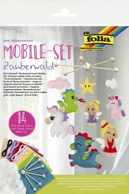 Produktbild von Folia Bastelset Mobile Waldtiere DIY Filz 14-teilig Kreativ-Set