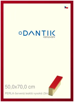 Zdjęcie produktu dla Ramka DANTIK 50x70 | PERLA czerwona błyszcząca wysoka (Plexi Clear)