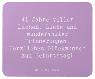 Produktbild von Mr. & Mrs. Panda Mauspad Spruch 41. Geburtstag Freude - Lavendeltraum - Geschenk, 41 Jahre, pc, Meilenstein, mausteppich, Mousepad, Lebensfreude, Happy Birthday, laptop