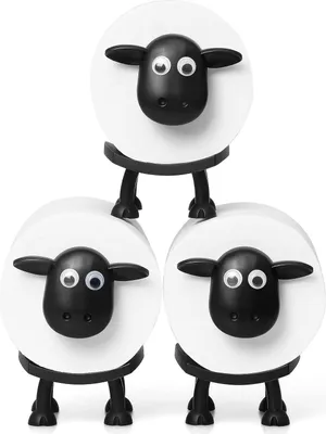 Produktbild von 3er Set Toilettenpapierhalter mit Schaf, lustiger Toilettenpapierhalter, freistehend, Badezimmer-Set, schwarzer Schaf, Toilettenpapierhalter