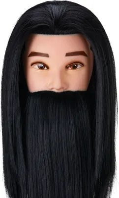 Obrázek produktu pro Kadeřnická cvičná hlava barber Gabbiano WZ4 s plnovousem, syntetické vlasy, barva 1H, délka 8"+6"