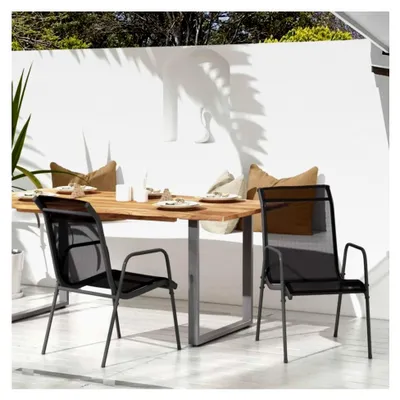 Produktbild von Gartenstühle, 2 Stück, Stahl und Textilene, schwarz
