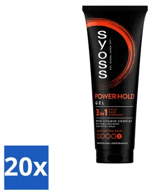 Productafbeelding van 20 x Syoss Power Hold Haargel - Extra sterke fixatie - 250 ml - Voordelige verpakking - 20 stuks