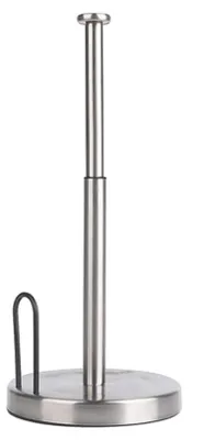Imagen del producto de INF Soporte Vertical Telescópico para Papel de Cocina y Rollos de Baño – Acero Inoxidable con Almacenamiento y Base de Succión Plata