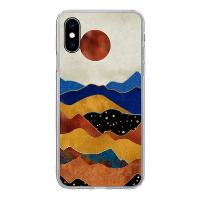 Produktbild von MuchoWow® Handyhülle Schutzhülle Hülle für iPhone X Gold - Bronze - Blau Silikon Softcase Handy Hülle - Handyhülle