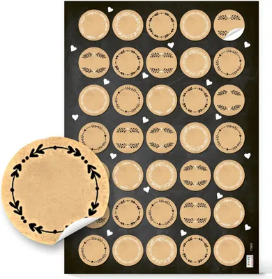 Produktbild von Logbuch-Verlag 140 kleine runde blanko Kraftpapier Aufkleber natur braun beige 3,2 cm Namensaufkleber kleines Geschenk Gastgeschenk Weihnachten Adventskalender Zahlen140 Aufkleber / 4 Bögen