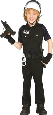 Produktbild von S.W.A.T. Polizist - Kostüm für Kinder Gr. 98 - 146, Größe:128/134