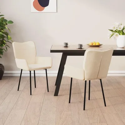 Immagine prodotto di Set di 2 sedie da pranzo, in velluto color crema