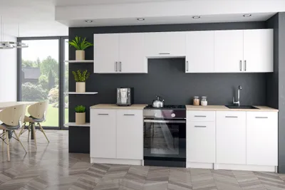 Produktbild von Roe Furniture | Küchenzeile - 240 cm - Weiß Matt - Einbauküche - Küchenblock - Singleküche - Singleküchenblock - Küchen - Tischplatte Weiß