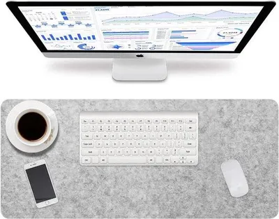 Produktbild von Famanu Schreibtischunterlage - Filz - 100 x 43 cm - groß - rutschfest - Tischunterlage für Büro und Zuhause (hellgrau)