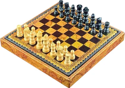 Image de Jeu d'échecs italien haut de gamme Italfama Palisandro Dorato - Pièces en bois de luxe (roi de 6 cm) + échiquier en cuir 28 x 28 cm
