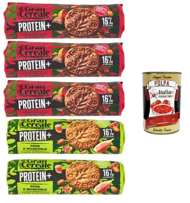 Produktbild von Mulino Bianco Italian Gourmet GranCereale Protein+ biscotti Mix Schoko Feige 5 x 230g