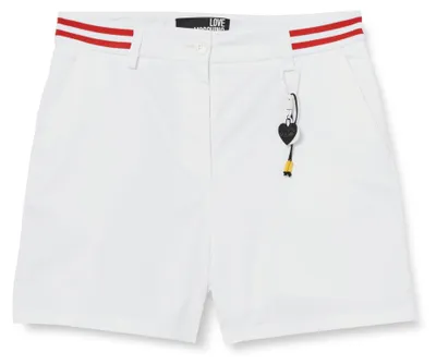 Produktbild von Love Moschino Shorts aus Baumwoll-Satin, reguläre Passform, mit gestreifter Strickborte