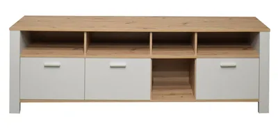Produktbild von FURNARO Lowboard Nele TV-Board Fernsehschrank B/H/T: 193x62x44 cm, Farbe:Kreidegrau matt lack/ asteiche
