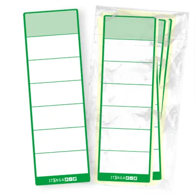 Produktbild von itenga 10x Ordnerschild GRÜN breit Aufkleber aus Haftpapier 6x19cm