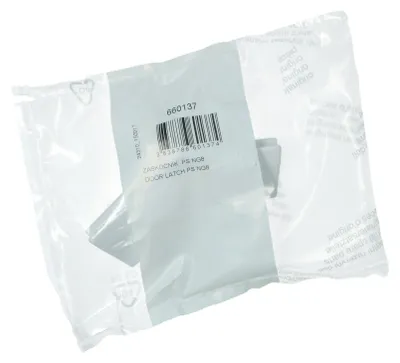 A close-up of a product in a clear plastic bag, showing a label with a barcode and product information.