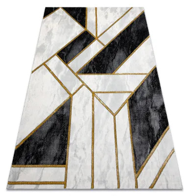 Image de Tapis EMERALD exclusif 1015 glamour, élégant marbre, géométrique noir / or noir 200x290 cm