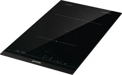 A black induction hob with touch controls.