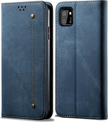 Produktbild von Huawei Y5P Hülle, LaimTop Denim Leder Brieftasche Magnetverschluss Flip Bookstyle Schutzhülle mit Standfunktion für Huawei Y5P Huawei Y5P Blau