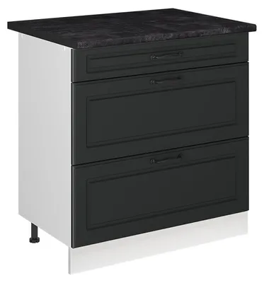 Imagen del producto de Mueble bajo de cocina Vicco R-Line Antracita casa de campo/Blanco 80 cm con 3 cajones encimera Antracita, Model 72344