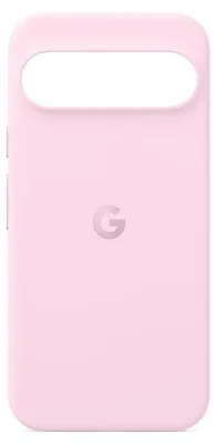 A pink phone case with a Google logo in the center.