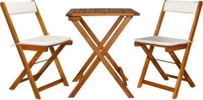 Produktbild von The Living Store 3-tlg. Bistro-Set Klappbar mit Auflagen Massivholz Akazie
