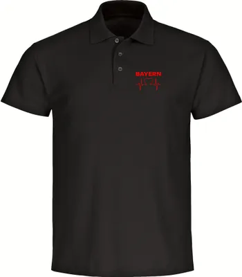 Produktbild von multifanshop Poloshirt - Bayern - Herzschlag, schwarz, Größe XXL