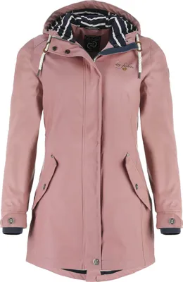 Produktbild von Dry Fashion Damen Regenmantel Kiel - Frauen Regenjacke Damen Jacke mit verstellbarer Kapuze Lang Winddicht Wasserdicht in Alt-Rosa Größe 42