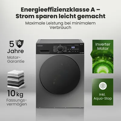 Produktbild von Bomann® Waschmaschine 10kg | Invertermotor - effizient, leise & langlebig | max. 1400 U/min | WA 7112 titan
