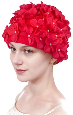 Imagen del producto de Solidchoice - Gorro de natación retro con estampado floral para mujer