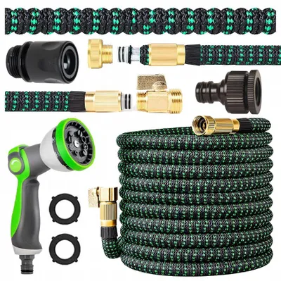 Immagine prodotto di Tubo da giardino lungo 5-15 m, raccordi da 1/2" e 3/4", pistola premium rinforzata