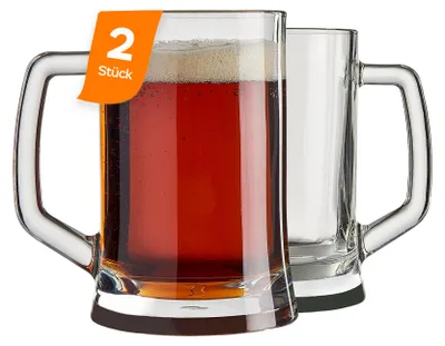 Produktbild von Pasabahce Pub Bierglas 500 ml – Klares Glas mit Henkel, 2er Set